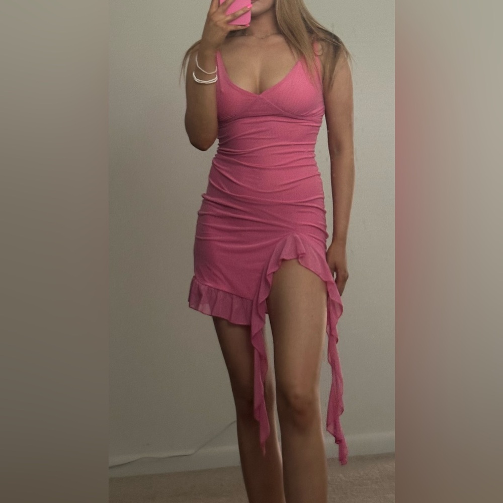 Elegant Pink Ruffled Dress